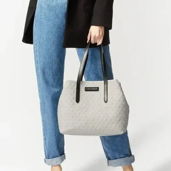 Jimmy Choo White Star Studded Embossed Leather Tote Bag - Picture 9 of 9